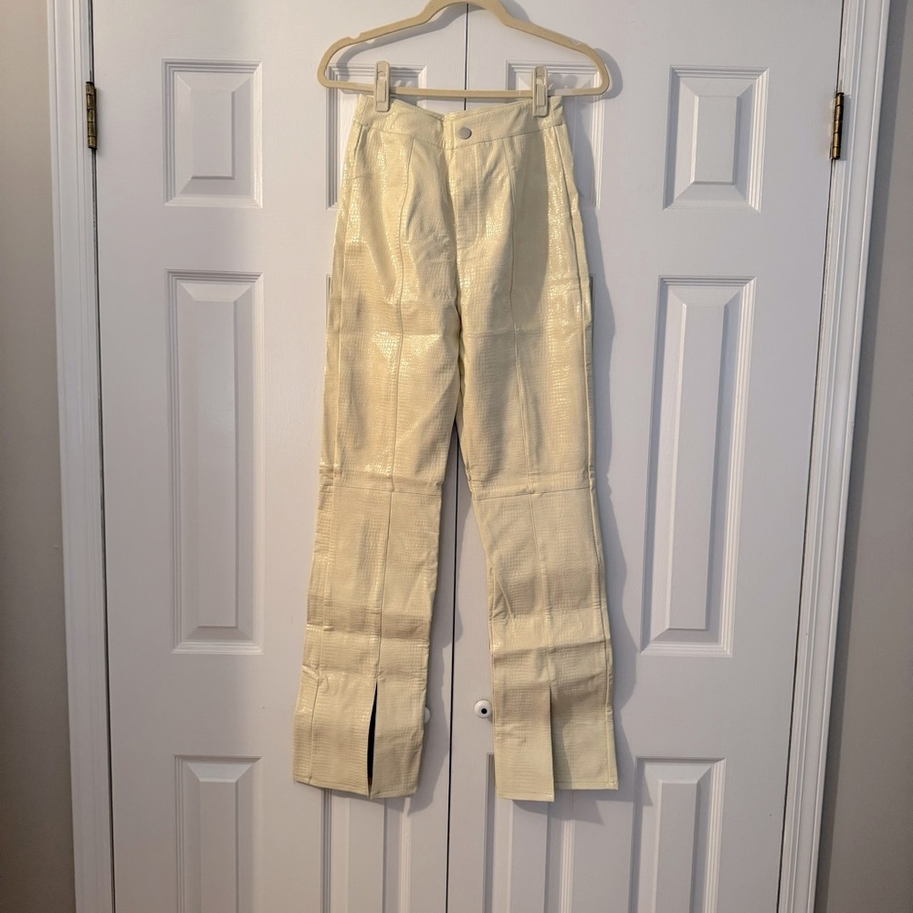 missguided yellow croc leather pants